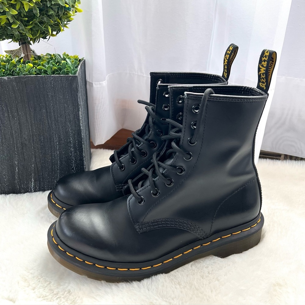 Dr. Martens 1460 Smooth Leather Black Combat Boots Size 7 - Picture 6 of 16